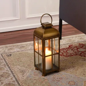 ANTIQUE BRASS STEEL RECTANGLE LANTERN